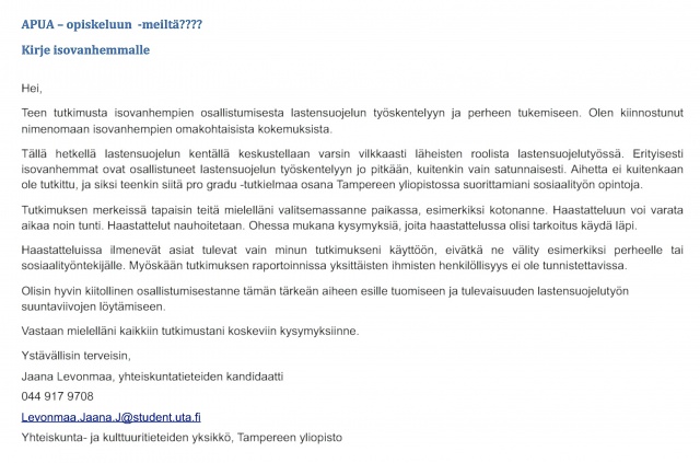 Kirje isovanh 15 Lmaa